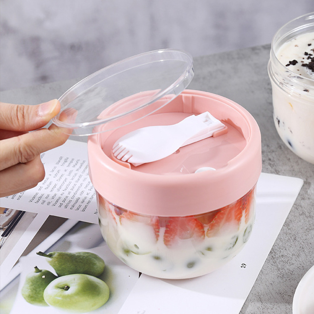 Meal Prep Oatmeal Jars - 2Pcs Portable Lightweight Bpa-Free Plastic Cereal