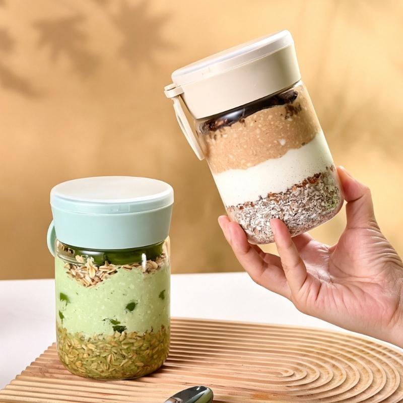 Meal Prep Oatmeal Jars - Overnight Oat Container with Lid,20Oz Overnight