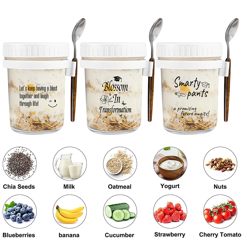 Meal Prep Oatmeal Jars - Milk Cereal Fruit Oatmeal Jars with