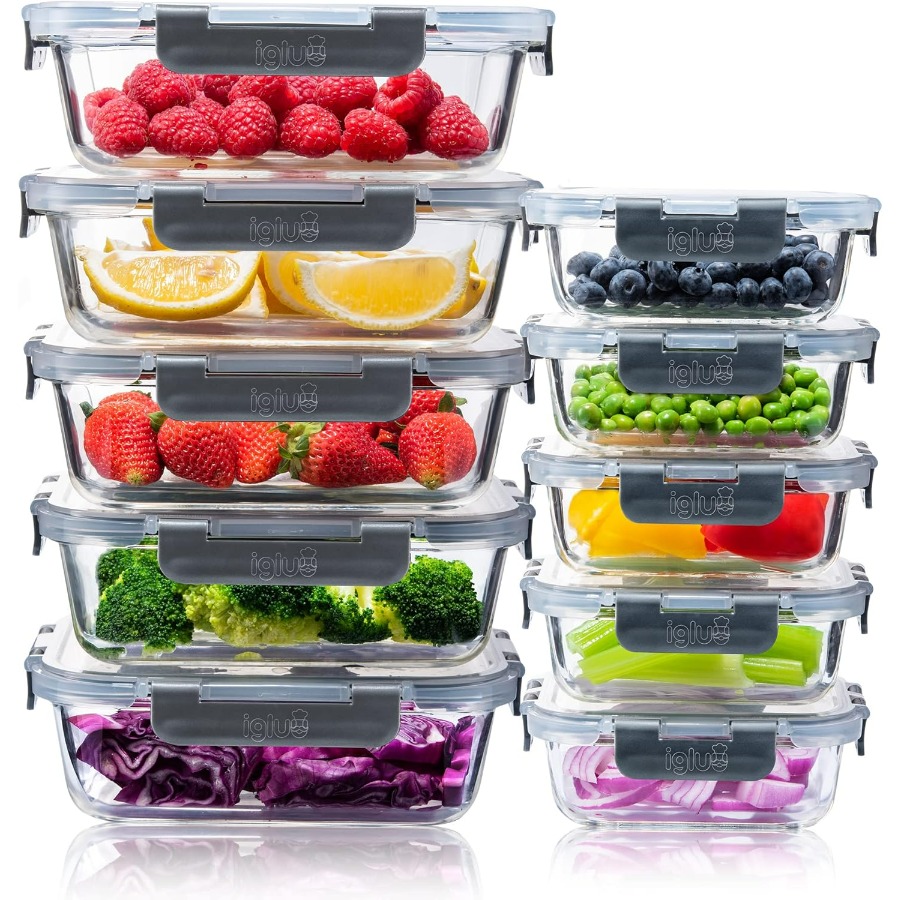 Meal Prep Containers - Glass Food Storage Containers 10 Pack,