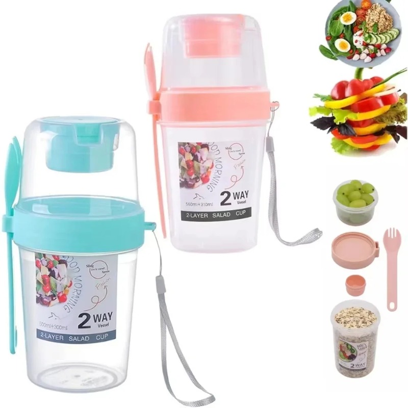 Meal Prep Oatmeal Jars - 1pc Portable Breakfast Salad Cup with