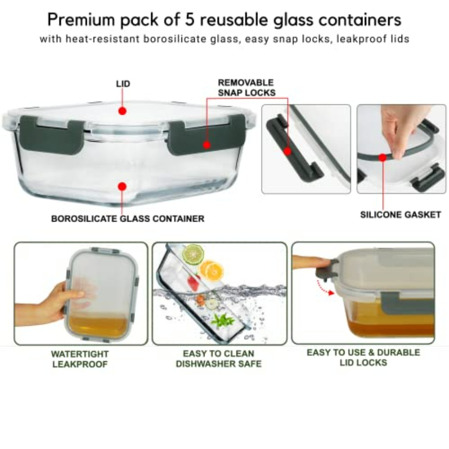 Glass Meal Prep Containers: 5  - Meal Prep Containers recensie en prijs