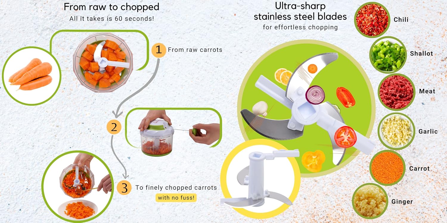 Manual Food Chopper, 4-Cup Han - Veggie Chopper Cup recensie en prijs