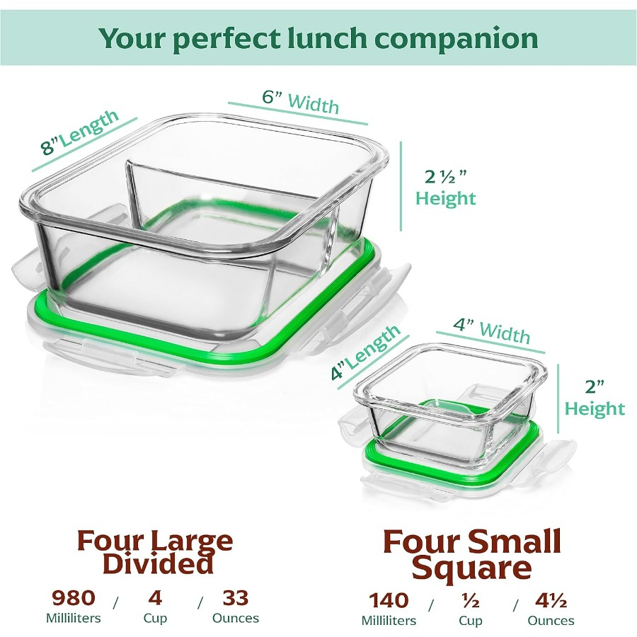 Glass Meal Prep Containers wit - Meal Prep Containers recensie en prijs