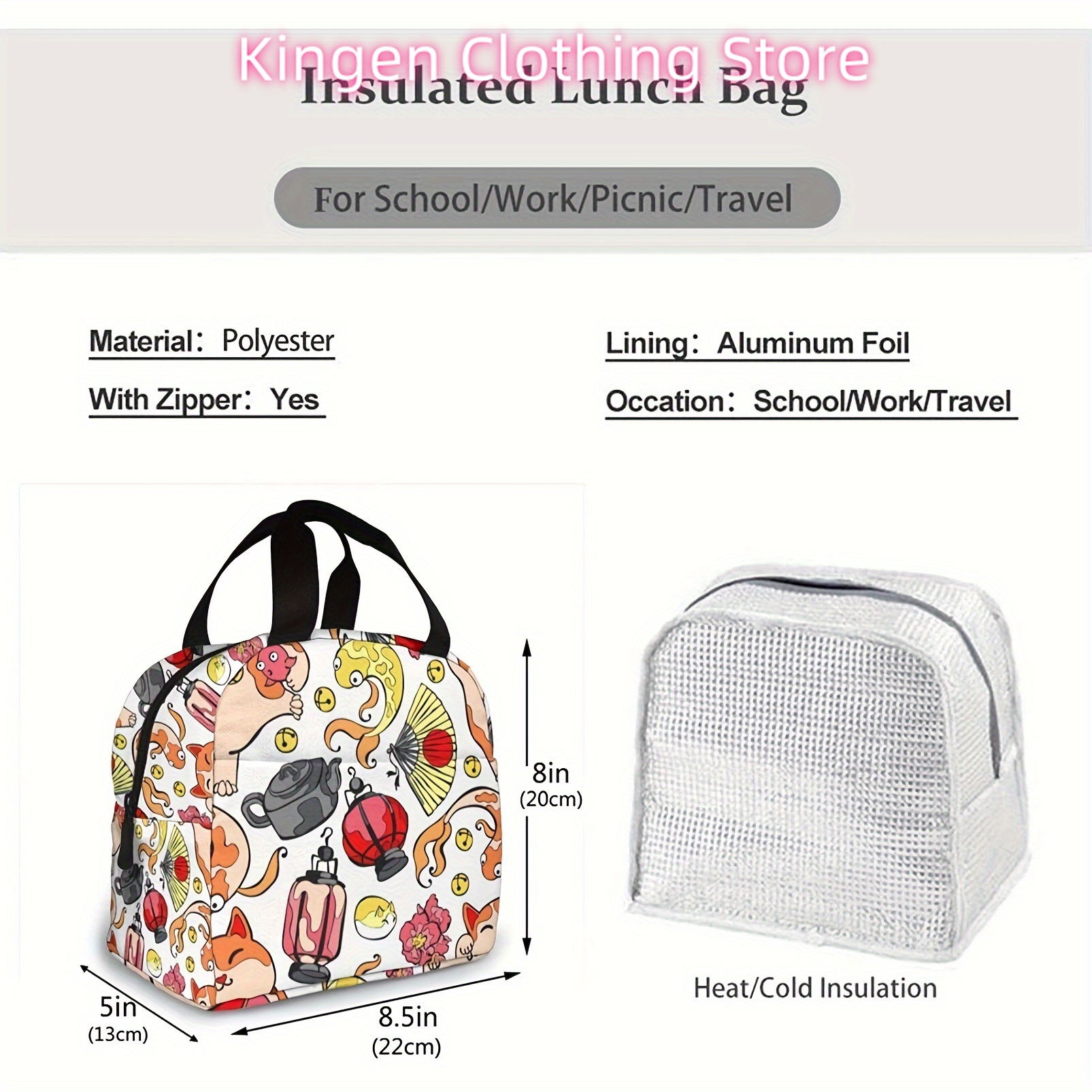 1Pcs Insulated Lunch Bag with  - Meal Prep Japanese recensie en prijs