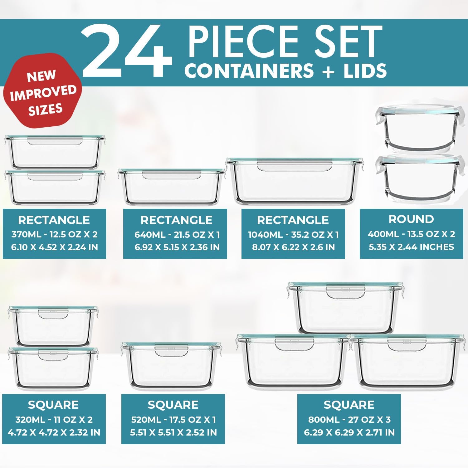 24 Pc Airtight Glass Food Stor - Meal Prep Containers recensie en prijs