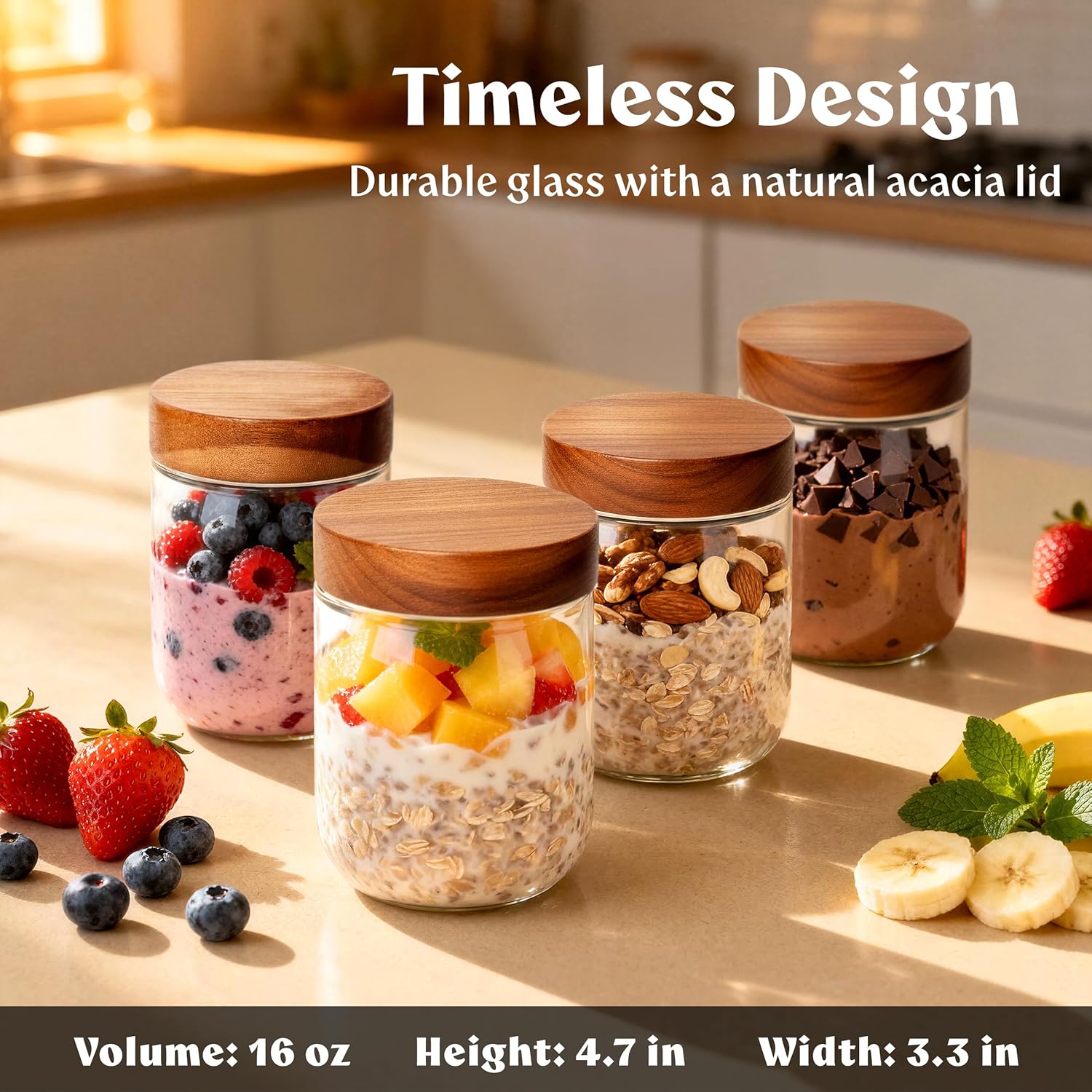 Overnight Oats Containers with - Meal Prep Oatmeal Jars recensie en prijs