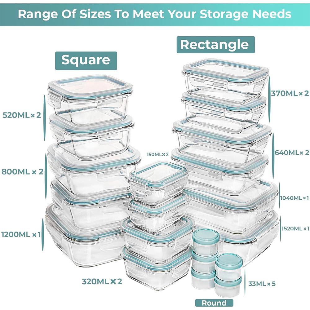 Pc Set Glass Food Storage Cont - Meal Prep Containers recensie en prijs