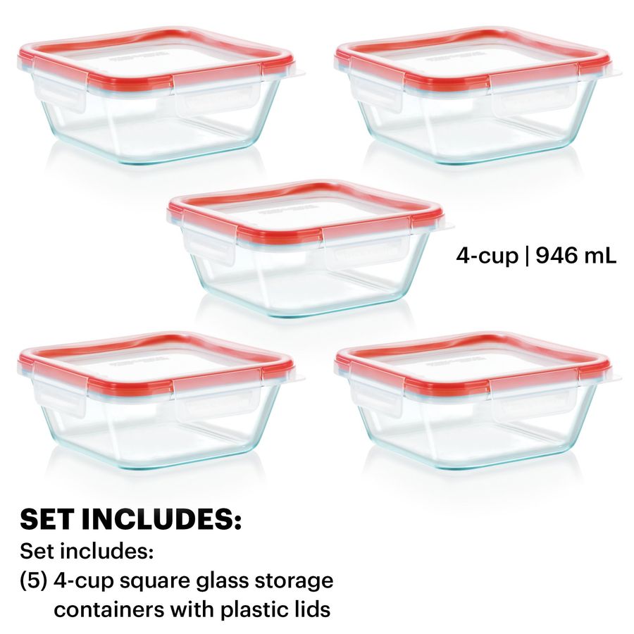 Freshlock 5Pack, 4 Cup Glass F - Meal Prep Containers recensie en prijs
